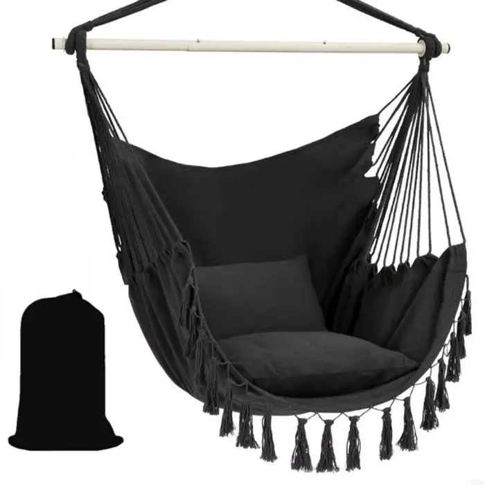 Chaise pivotante d'extérieur résistante aux intempéries, avec siège en toile confortable cadre robus