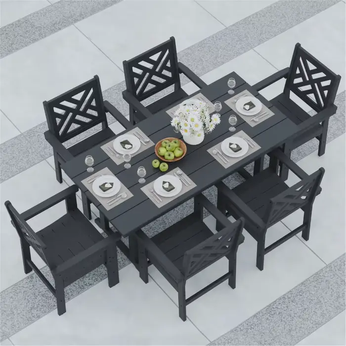 Ensemble de salle à manger d'extérieur 7 pièces, ensemble table et chaises de patio toutes saisons e