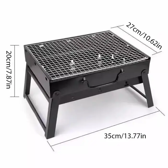 1 Ensemble de Barbecue au Charbon de Bois Portable Pliable en Acier pour Grillades en Extérieur, Cui