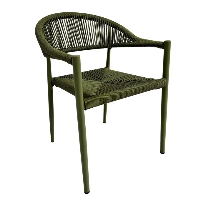 Ensemble de 2 chaises de patio modernes, chaises d'extérieur en aluminium avec structure en corde tr