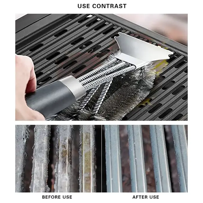 Brosse à Barbecue en Acier Inoxydable, Poils Antiadhésifs, Outil de Nettoyage