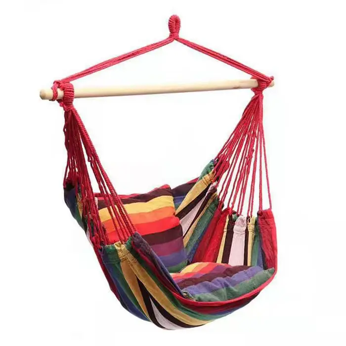 Chaise hamac Portable confortable chaise à rayures colorées balançoire en corde suspendue pour chais