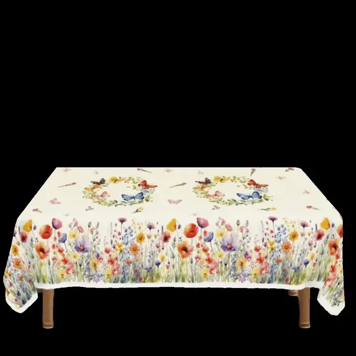 Nappe de table florale décorative de jardin, bord gaufré, anti-taches, imperméable, motif lapin et p