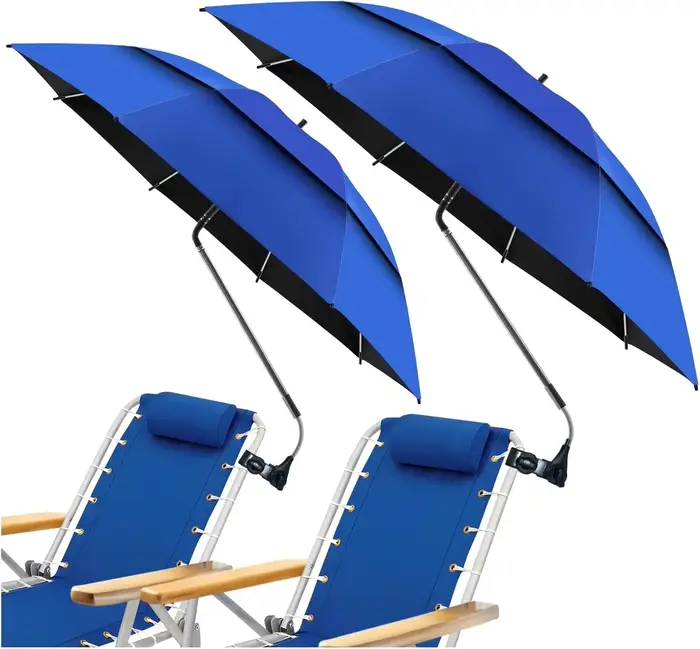 Parasol de plage double couche respirant et durable de 23 pouces avec fixation à 360° ° Parasol de