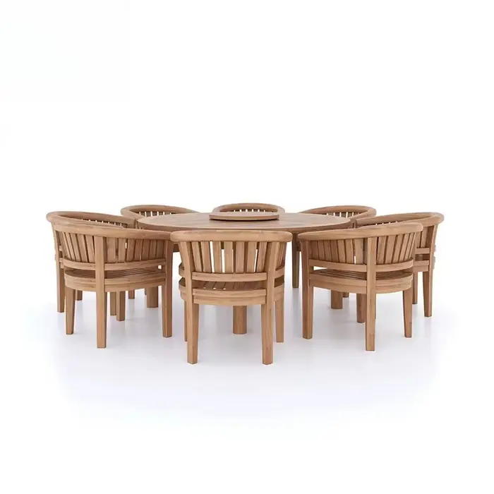 Ensemble de meubles de Patio modernes, ensemble de Table d'extérieur ronde en bois de teck massif, e