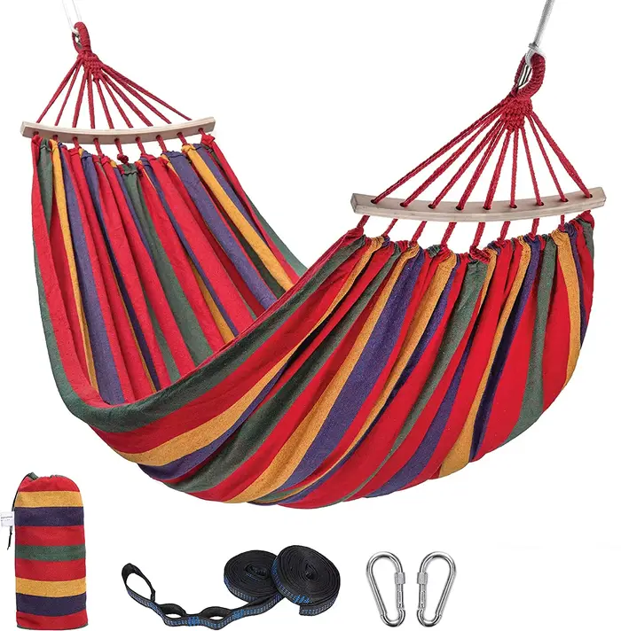Hamac de jardin en toile à rayures
