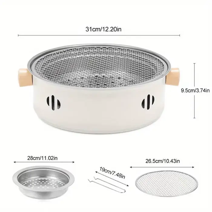 Barbecue portable en acier inoxydable, petit réchaud à charbon de bois de bureau, barbecue domestiqu