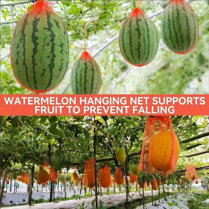 100 un hamac à melon durable en filet pastèque, adapté au jardin, poche en filet réutilisable, adapté au melon, support idéal pour le support.