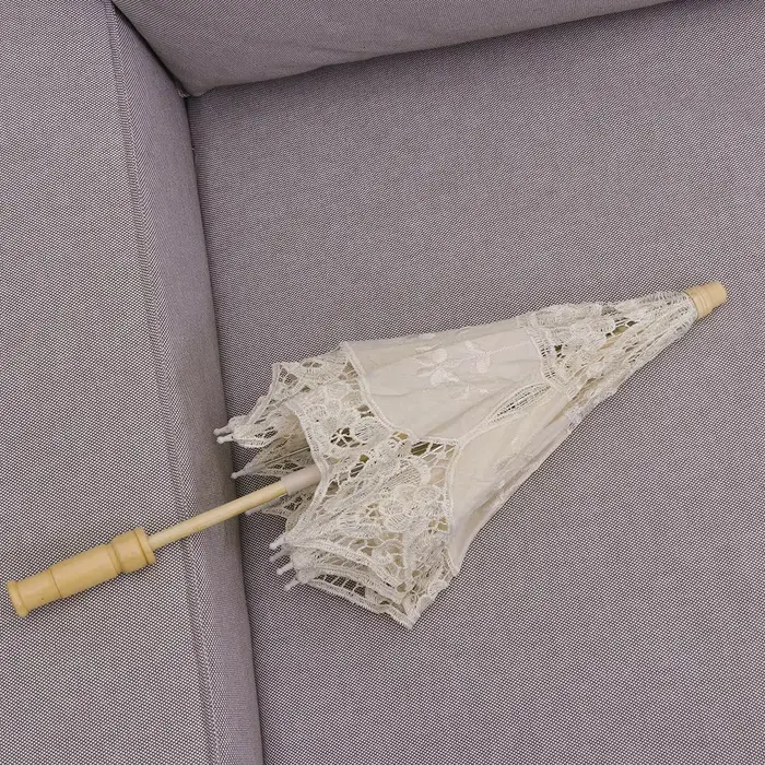 Parasol en coton et dentelle fait à la main, parapluie décoratif classique Vintage, pas étanche à la