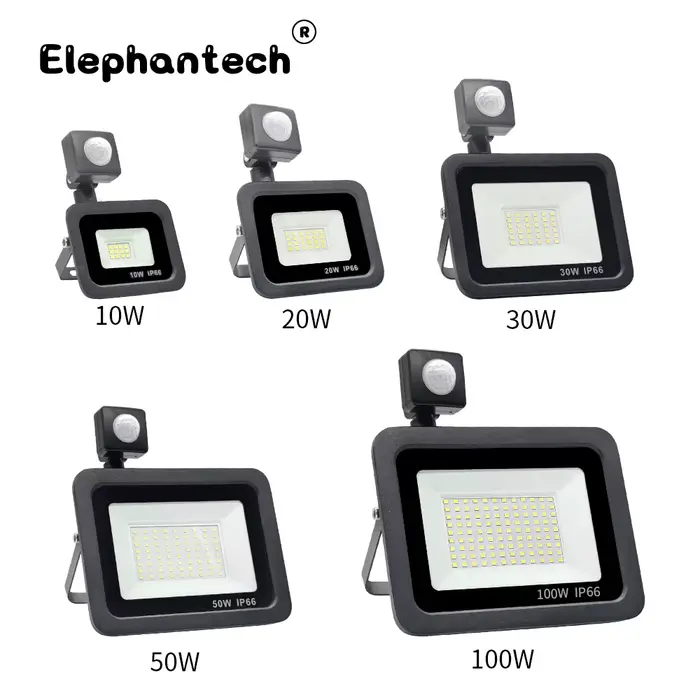 LED PIR détecteur de mouvement LED projecteur extérieur LED projecteur projecteur LED 220V 100W 50W 