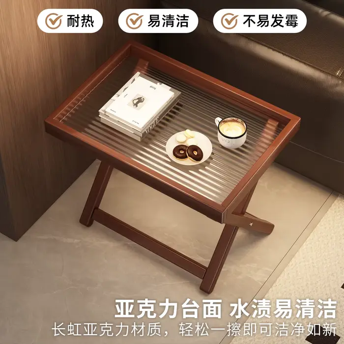 Table d'appoint pliable peu encombrante : Table d'angle et de canapé minimaliste avec étagère – Parf