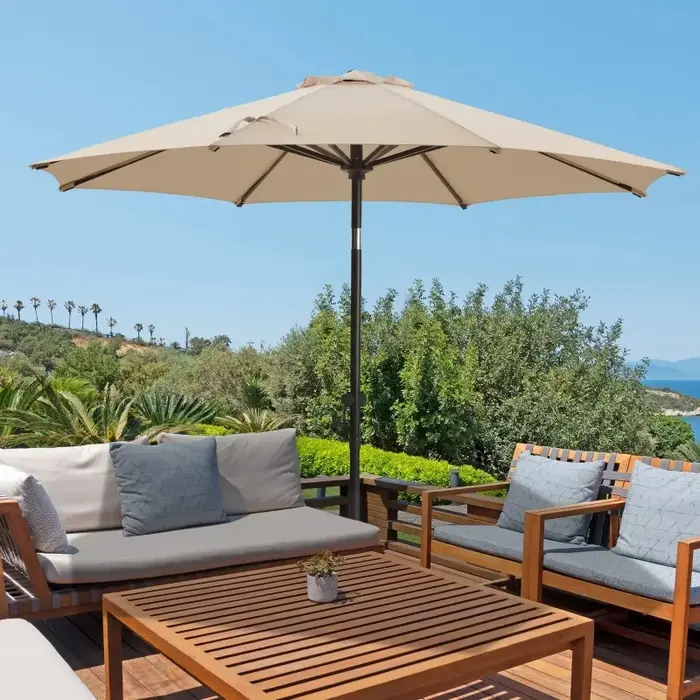 Grand parasol d'extérieur de 2M, avec manivelle, poteau central droit, pour jardin, plage, Camping et stand publicitaire, bloc UV