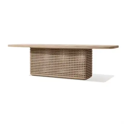 Table à manger en bois de teck imperméable de haute qualité, design extérieur moderne pour parc, cou