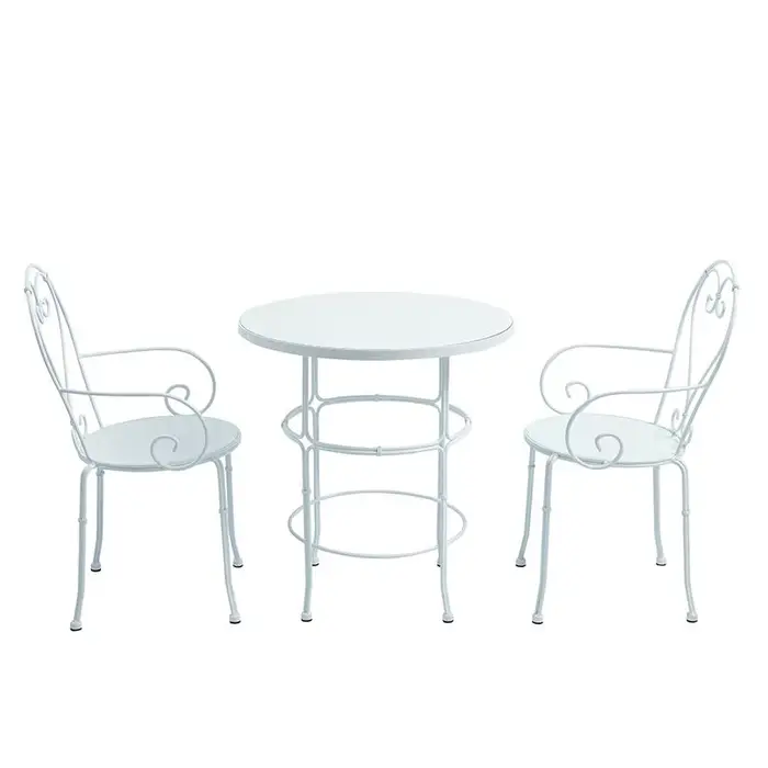 Ensemble de Table et chaises de jardin en métal et fer forgé, meubles de café de Patio Vintage bon m