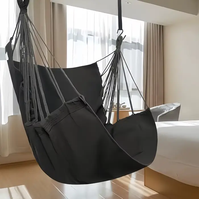 1 chaise hamac suspendue avec sac de rangement pour patio extérieur