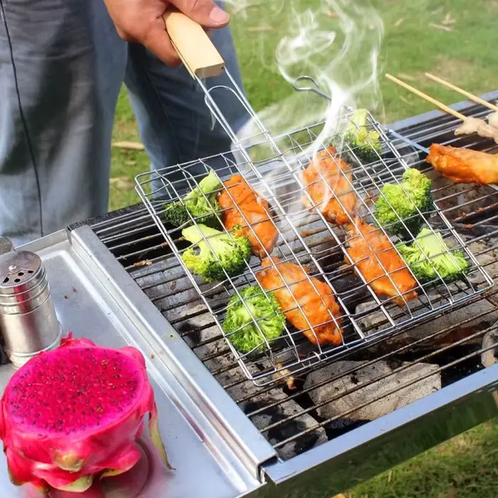 Filet à griller pliable en acier inoxydable