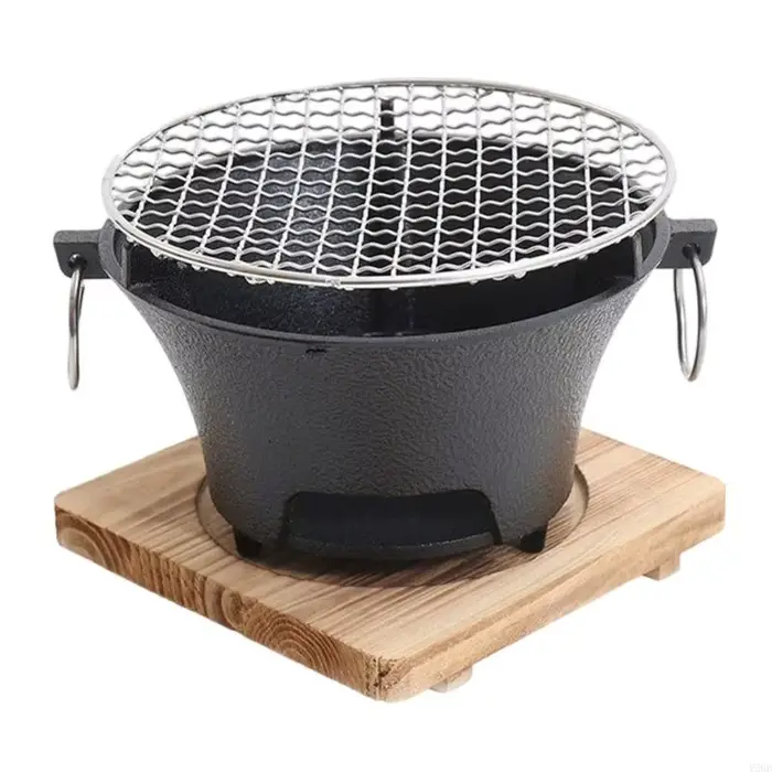 Barbecue transportable extérieur intérieur en fer forgé mettant en valeur grille amovible pour netto