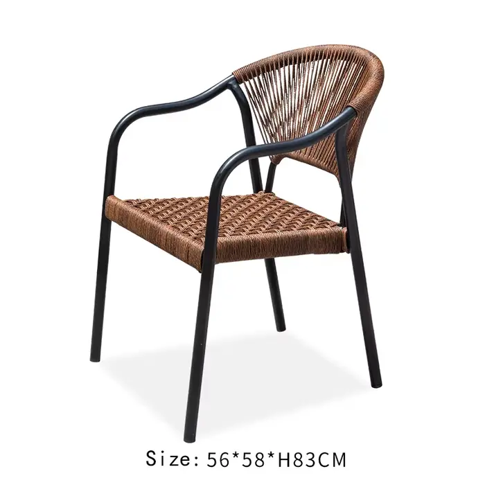Ensemble de 2 chaises d'extérieur en aluminium avec cadre en aluminium, chaises de patio en corde PE