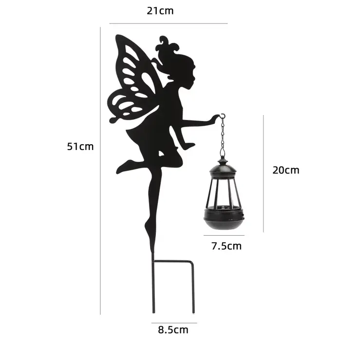 Décor de jardin féerique solaire Statues de fée en métal avec Globe en verre craquelé Lanternes de j