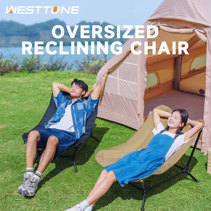 WESTTUNE Chaise longue pliante surdimensionnée Camping Chaise inclinable en alliage d'aluminium Lois