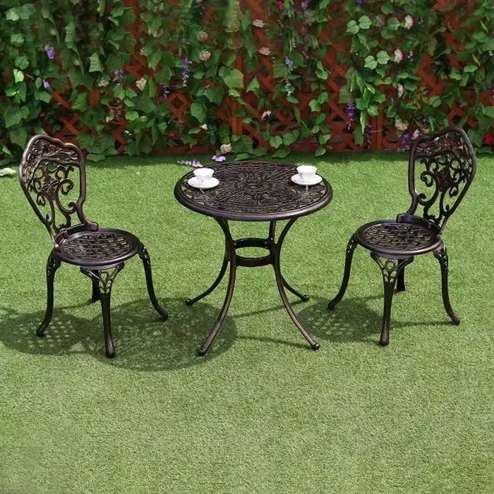Table et chaise confortables en fonte d'aluminium et métal, Table de pique-nique, ensemble de salle