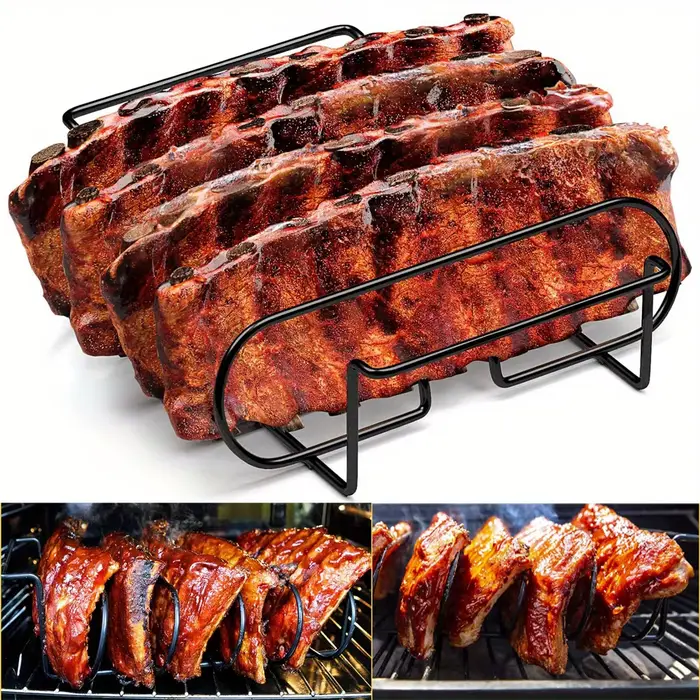 Support à côtes en acier inoxydable pour barbecue, outil de cuisson portable pour barbecue en plein