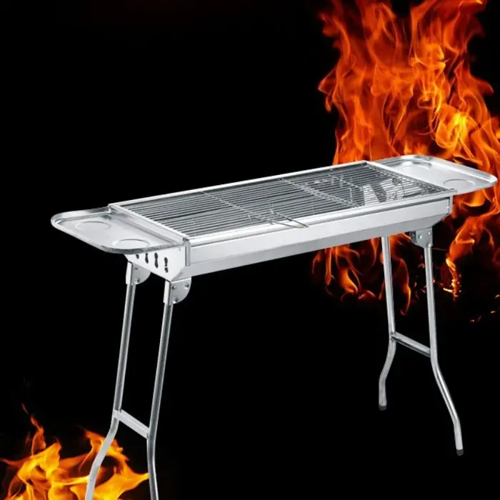 Barbecue portable pliable en acier inoxydable, grand barbecue au charbon de bois, barbecue familial pour le camping en plein air, barbecue de jardin