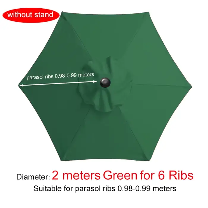 Housse de rechange pour parasol de jardin extérieur, imperméable, pare-soleil, pour parasol à 6 ou 8