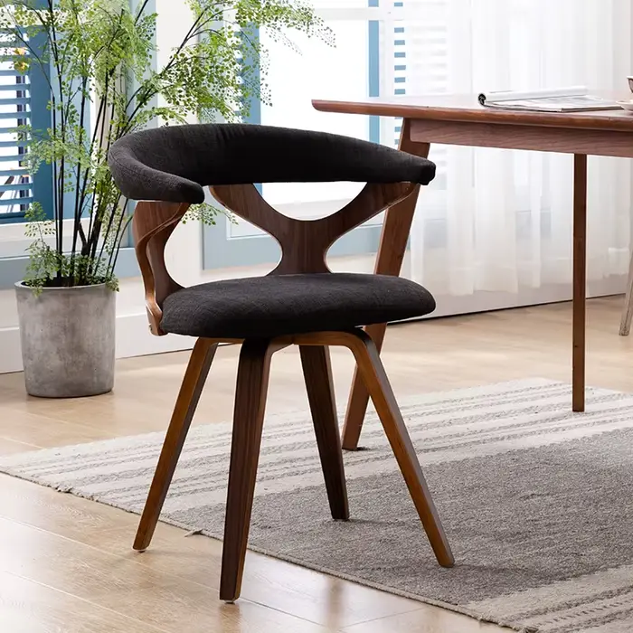 Gardenia-Chaise de salle à manger moderne du milieu du siècle, chaise d'accent à comcussion, finitio