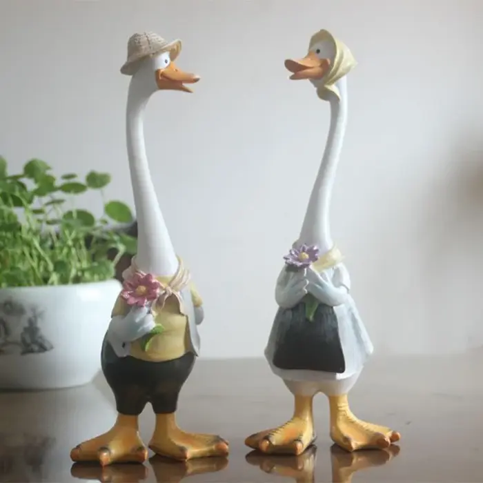 Statue de jardin en résine, figurines de canards, famille de canards, ornements de cour, œuvres d'art, sculptures d'animaux, décoration moderne pour la maison