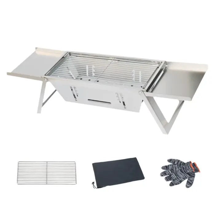 Barbecue pliable en acier inoxydable Réglage de la chaleur réglable Grille extensible