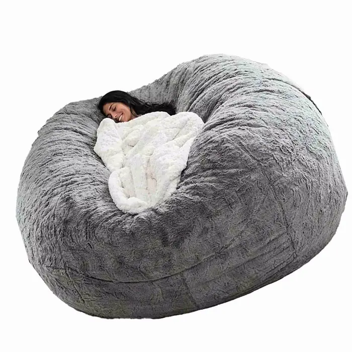 Pas de farci pouf gris chaise sacs de haricots géants Pouf canapé-lit bouffée Futon siège de chambre