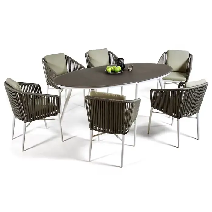 Ensemble de Table de jardin en aluminium, meubles de Patio toutes saisons, ensemble de Table à mange