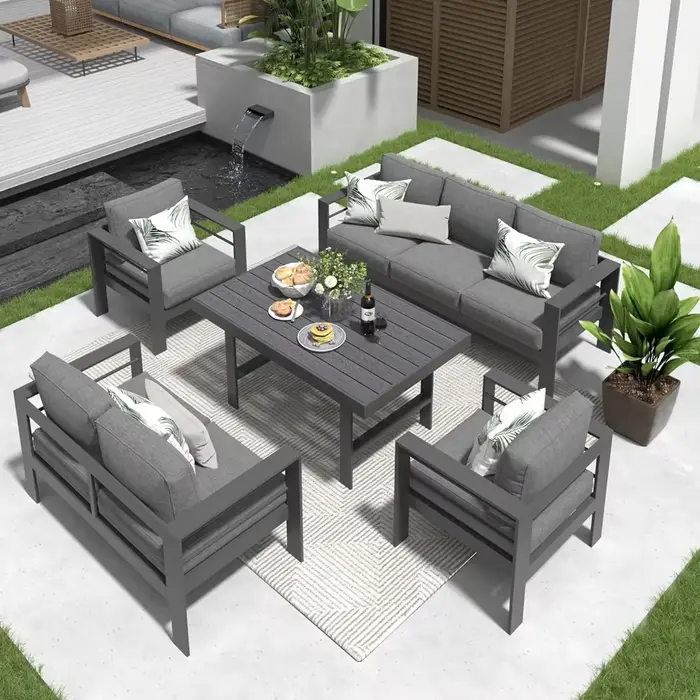Ensembles de jardin en aluminium, mobilier d'extérieur, Table de Patio, fauteuil de vie en plein air