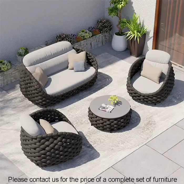 Ensemble de canapé en rotin de patio moderne extérieur de meubles de jardin modernes d'hôtel de balc