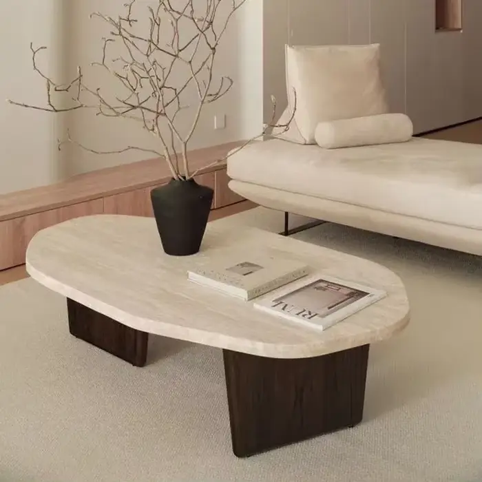 Table basse ovale Vintage du milieu du siècle, minimaliste, esthétique japonaise, élégante, classiqu