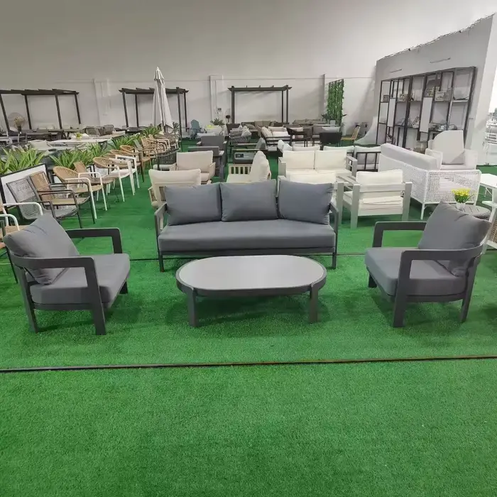 Ensemble de salon en aluminium pour cours, hôtels, villas, meubles d'extérieur, canapé sectionnel mo