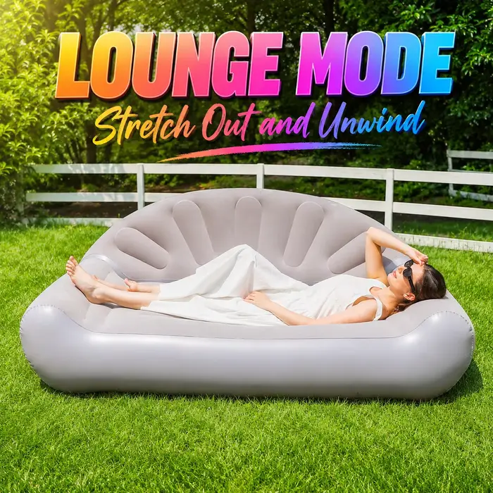 1PC Canapé Gonflable d'Extérieur, Chaise Longue Gonflable Portable, Canapé-Lit Floqué pour Jardin, Patio, Plage, Camping