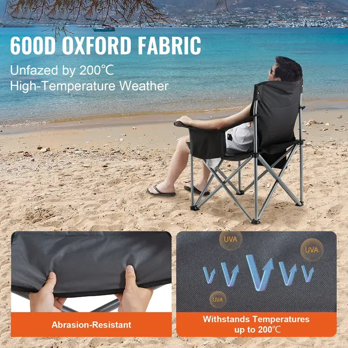 VEVOR Chaise de Camping Pliante Siège Pliant Portable Extérieur Pêche Randonnée
