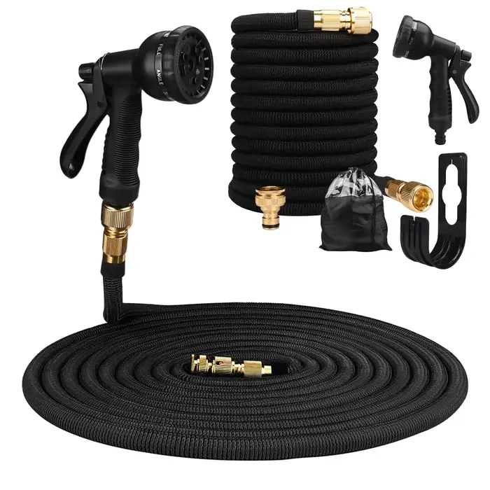 Tuyau d'arrosage extensible de 25 à 100 pieds, avec 8 Modes, pistolet de pulvérisation d'eau, tissag