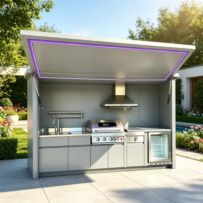 Meubles de cuisine extérieurs modernes et élégants avec configuration barbecue complète