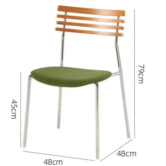 Chaises de salle à manger Vintage françaises en bois massif, cadre en acier inoxydable, avec dossier