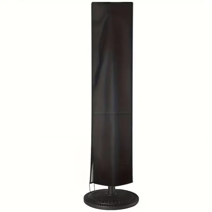 Housse de parasol de patio noire imperméable, résistante au vent et aux UV, avec fermeture éclair po
