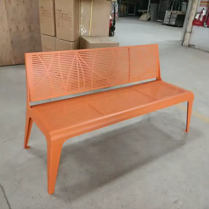 Banc de chaise d'extérieur orange en acier inoxydable