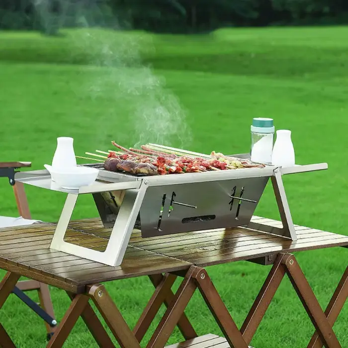 Réchaud de barbecue pliable en acier inoxydable