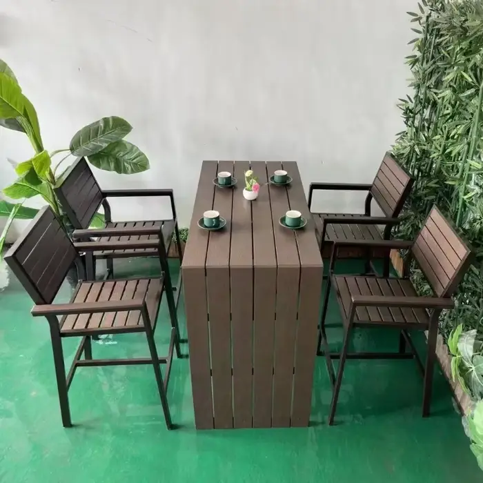Chaise haute et Table haute, mobilier d'extérieur en bois, ensemble de jardin, Patio, café, Restaura