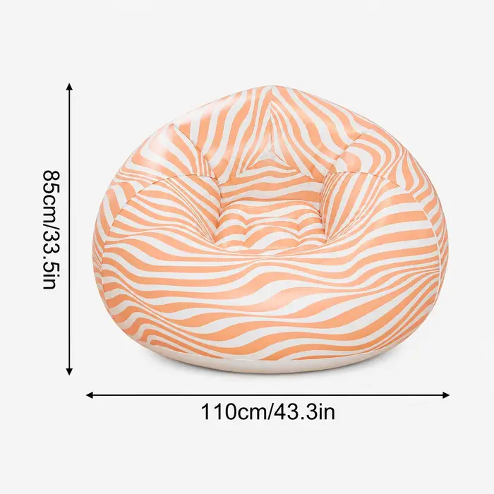 1PC Fauteuil gonflable type pouf, canapé gonflable rayé, chaise inclinable en PVC pour intérieur et 
