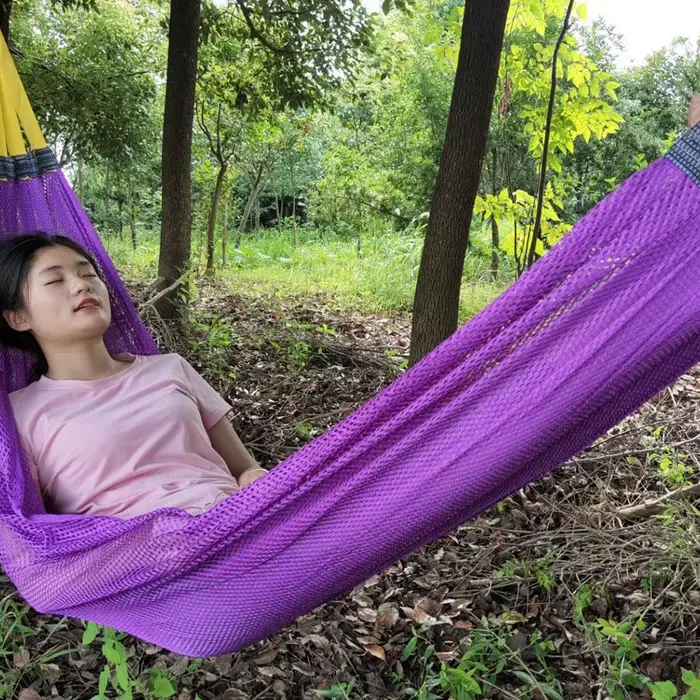 Hamac de jardin de randonnée de Camping en plein air de taille simple et Double de tissu de Parachut