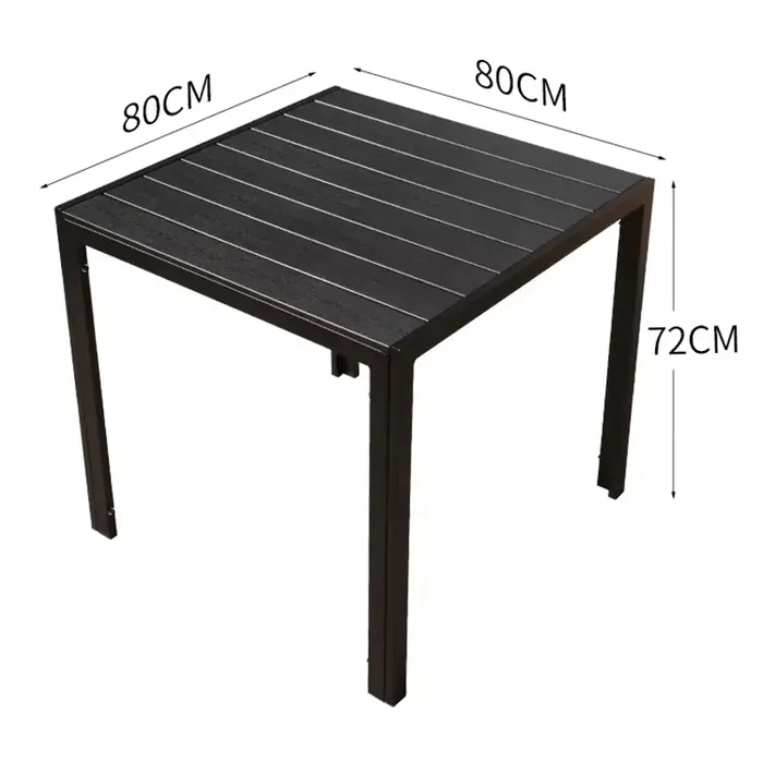 Table de jardin moderne en bois et plastique, 80cm, carrée, pour balcon, salle à manger, petit appar
