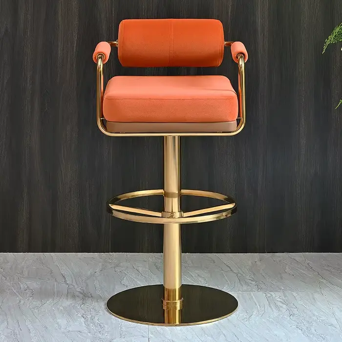 Tabourets de Bar de luxe modernes avec dossier et tabouret de Bar pivotant de comptoir de Base dorée